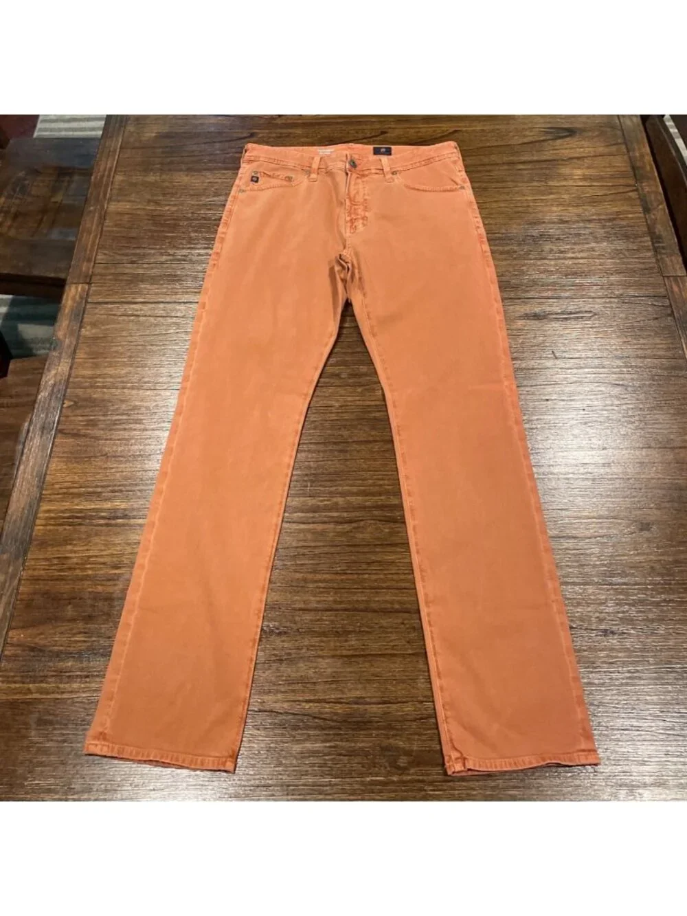 AG Everett SUD Slim Straight Pant Mens 32x33 Orange Dusty Mesa Stretch Trouser